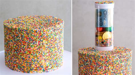 Rainbow Sprinkle Explosion Surprise Cake Tutorial Using The Popping