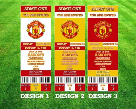 Manchester United Invitation Invitations The Unit Printable Tickets