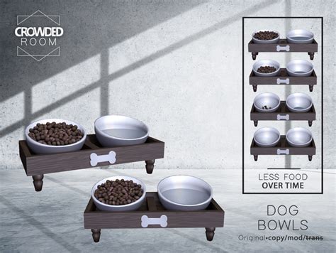 Second Life Marketplace Crowded Room Bone Pipe Dog Food Bowls