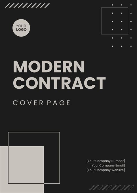 Modern Contract Cover Page Template Edit Online And Download Example