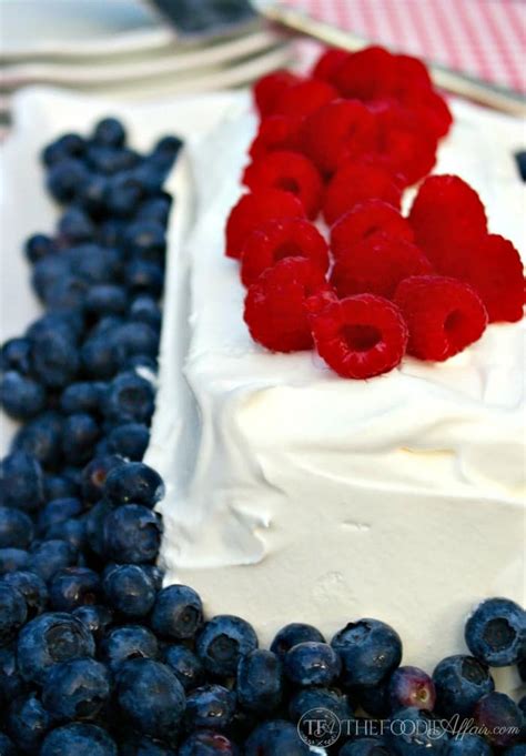 Raspberry Sorbet Cake With Fresh Blueberries And Whipped Cream Topping