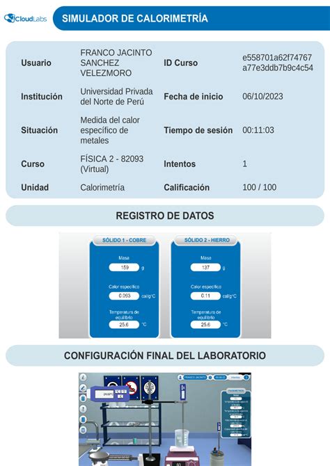 SOLUTION Medida Del Calor Especifico De Metales Studypool