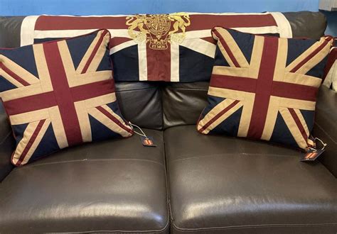 Union Jack Uk Tapestry Cushion By Woven Magic 18x18in Tea Etsy Uk