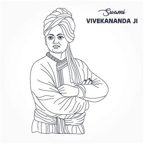 Premium Vector Swami Vivekananda Lineart Illustration