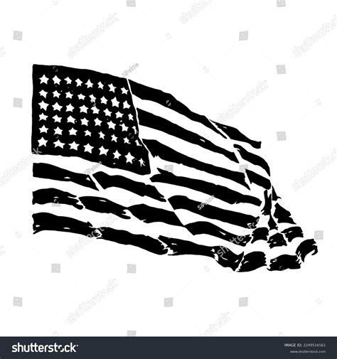 American Flag Vector Black White Stock Vector (Royalty Free) 2249516561 ...