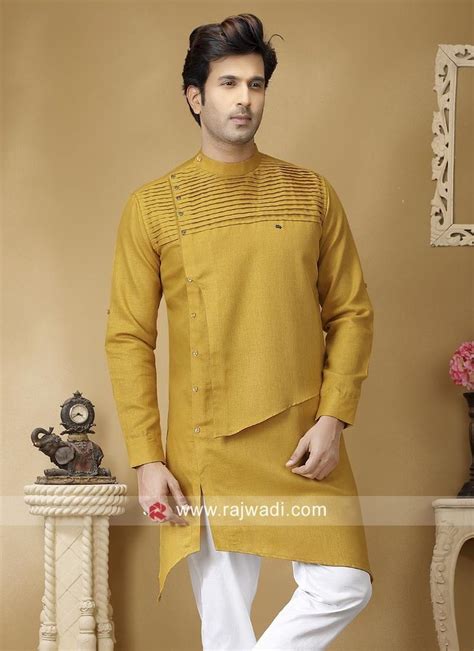 Attractive Golden Yellow Color Kurta ‎rajwadi‬ Menswear Mensfashion Suit ‎feelr Gents