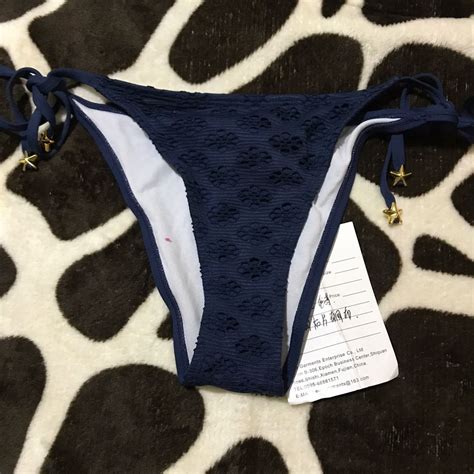 Dark Blue Textured Bikini Bottom Women S Fashion Bottoms Other