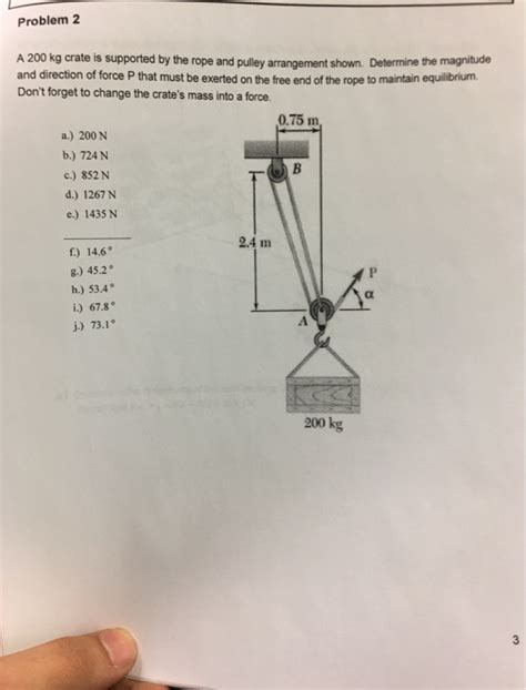 Solved Problem 2 A 200 Kg Crate Is Supported By The Rope And Chegg