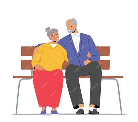 Premium Vector Old Man And Woman Sitting On Bench Hugging Isolated On