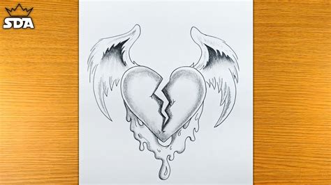 Broken Heart Pencil Drawing