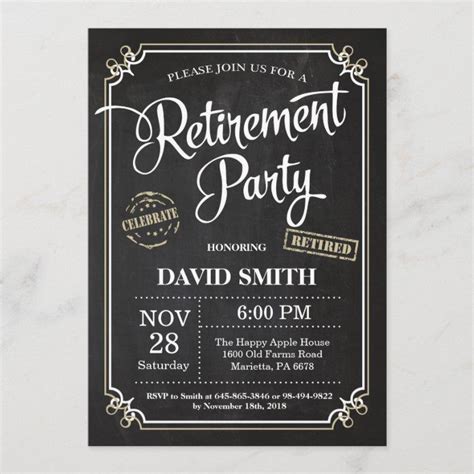 Retirement Party Invitation Card Chalkboard Zazzle Artofit