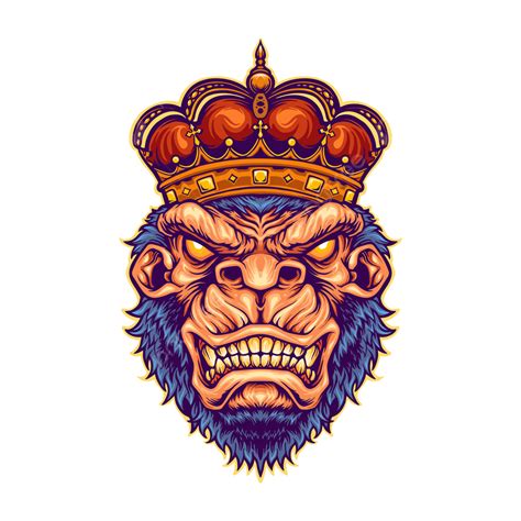 King Kong Logo Vector Design Images Angry King Kong Crown Gorilla