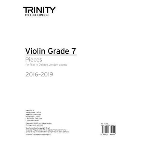 Violin Exam Pieces Grade 7 2016 2019 Part Only Trinity Reverb