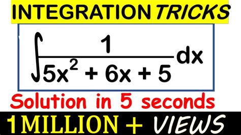 Integration Shortcut Method Trick To Calculate Integrals For Quadratics Youtube