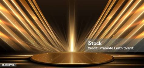 Elegant Golden Scene Diagonal Glowing With Lighting Effect Sparkle On Black Background Template