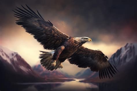 Premium Ai Image Majestic Eagle Soaring Through The Sky Its Wingspan