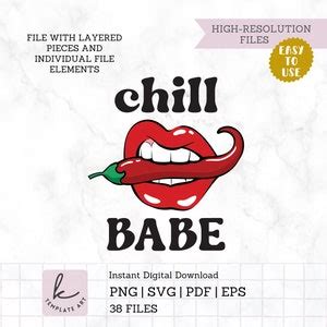 Chill Babe Illustration Png For Craft Art Hot Red Pepper Eps Etsy