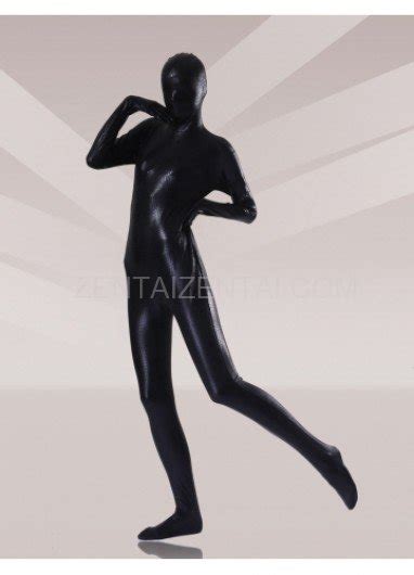 Black Shiny Metallic Unisex Morph Zentai Suits ZentaiZentai