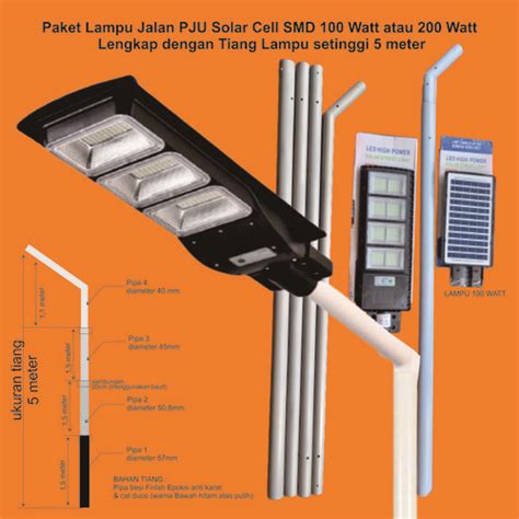 Jual Paket Lampu Jalan Pju Solar Cell Tiang Lampu Meter Watt