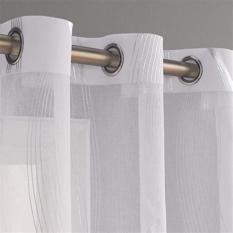 Amazon Loyolady Foil Silver Streamer White Sheer Curtains