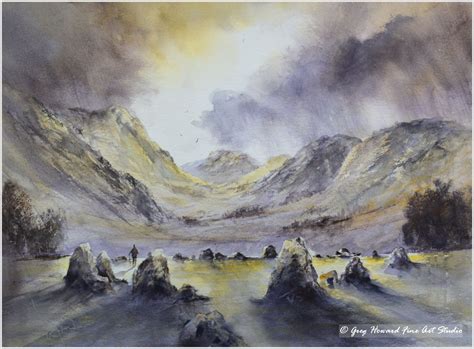 Sundown Over Castlerigg Watercolour Paintings Original Watercolor