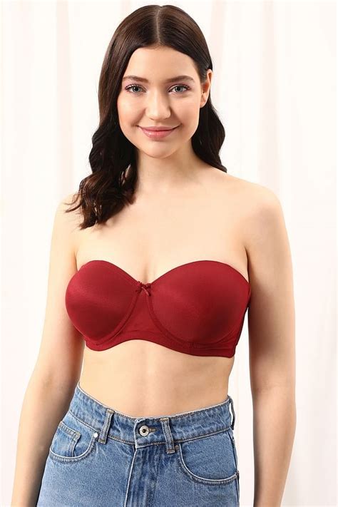 Buy Padded Underwired Full Cup Strapless Multiway Bra In Maroon Online