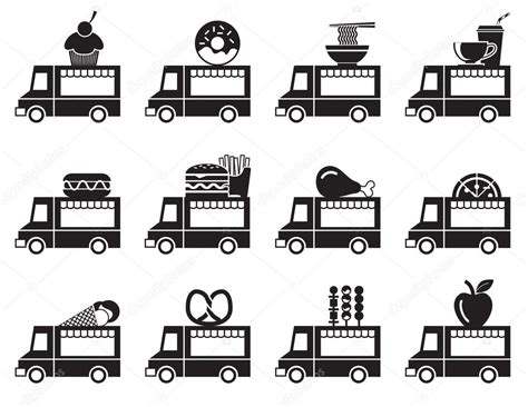 Food Truck Icon Set Stock Vector Image By Bitontawan