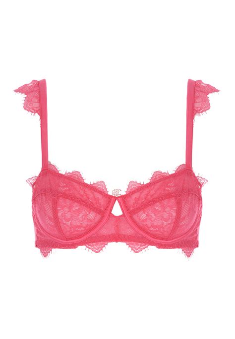 Womens Pink Longline Lace Balcony Bra Peacocks