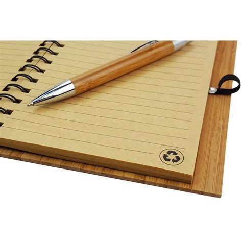 Spiral Notebook With Pen Bamboo Notebooks Environmentally Etsy Uk