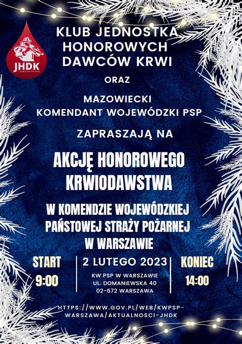 Akcja Honorowego Krwiodawstwa W Komendzie Wojew Dzkiej Psp W Warszawie