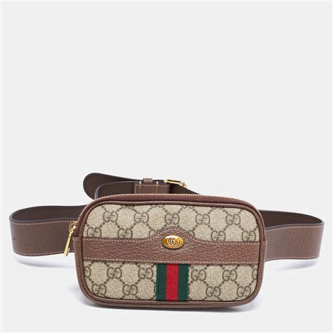 Pre Owned Gucci Beige Brown Gg Supreme Coated Canvas And Leather