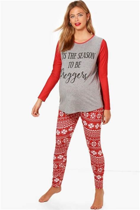 Boohoo Maternity Nina Preggers Christmas Pyjama Set Maternity