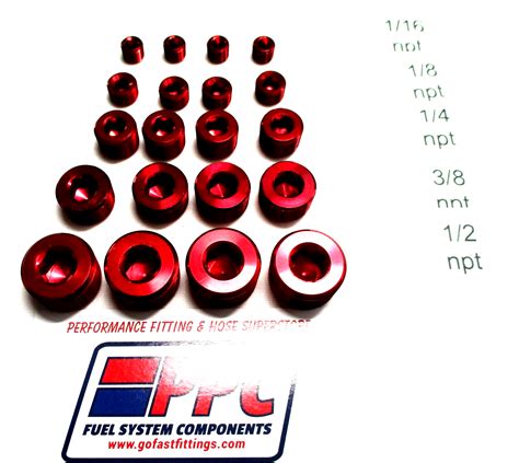 Pipe Plug Assortment Kit Npt Thru Npt Red Pcs Anodized