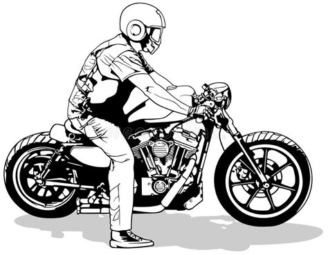 Simple Harley Motorcycle Drawing