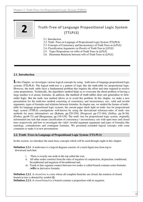 Pdf Chapter 2 Truth Trees For Propositional Logic System Ttpls Truth Tree Of Language