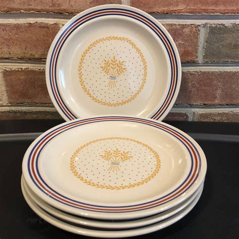 Newcor Stoneware Salad Plates Set Of Harvest Wheat Design