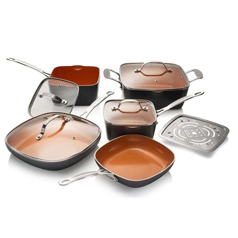 Gotham Steel 10 Piece Aluminum Ti Ceramic Nonstick Square Cookware Set