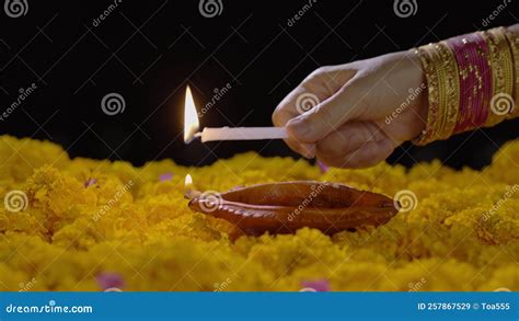 Clay Diya Lamps Lit During Diwali Celebration Diwali Or Deepavali Is