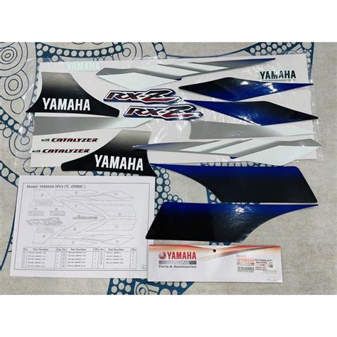 Yamaha Rxz Catalyzer Sticker Stripe Graphic Biru Grey 100 Original