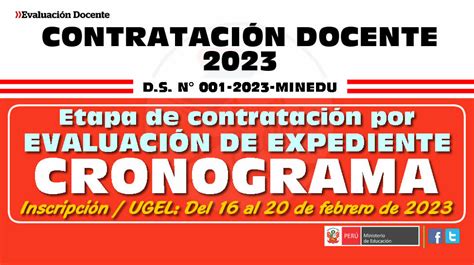 Contrato Docente 2023 Cronograma De La Etapa De EvaluaciÓn De