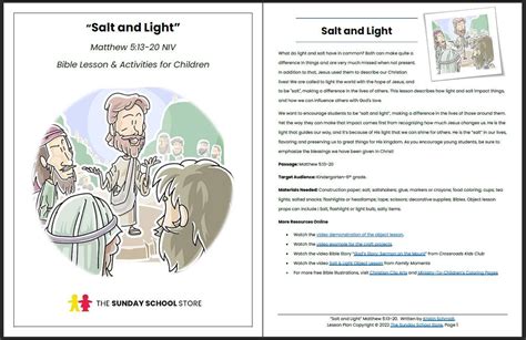 Salt and Light (Matthew 5:13-20) Printable Bible Lesson & Sunday Schoo ...