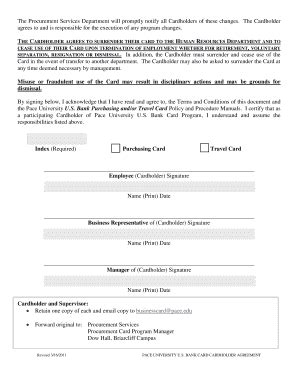 Fillable Online Pace Business Card Holder Agreement Form Pace