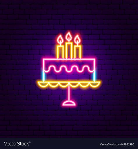 Birthday Cake Candles Neon Sign Royalty Free Vector Image