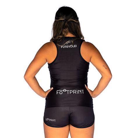 Regata Futev Lei Feminino Preto E Branco Footprint Uniformes Para