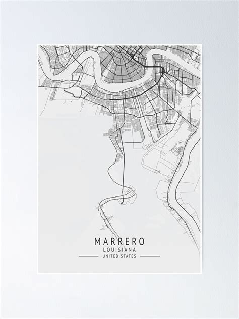 Marrero Louisiana US Gray City Map Poster For Sale By Ctmapprint