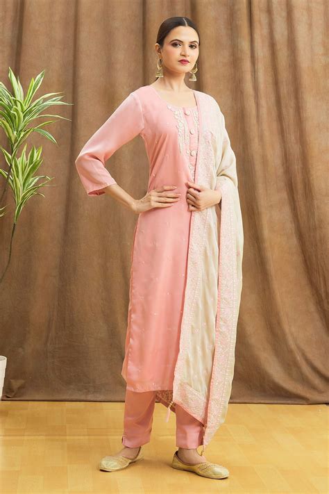 Buy Khwaab By Sanjana Lakhani Pink Mini Silk Embroidered Resham Work