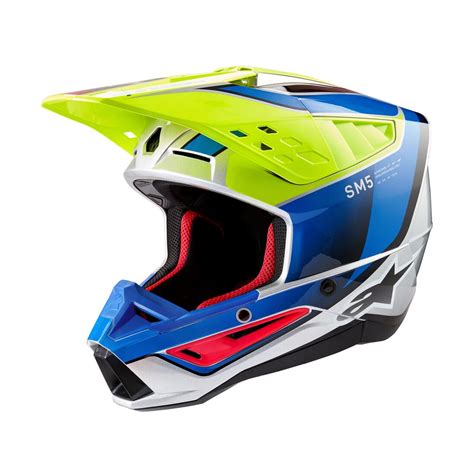 Casque Alpinestars SM5 SAIL Jaune Fluo Bleu Argent Casque SM5 2024