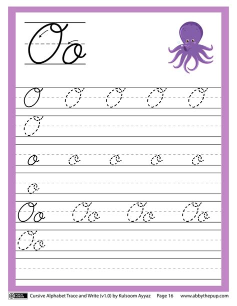 Cursive Alphabet Trace and Write Letter O | Free Printable Puzzle Games