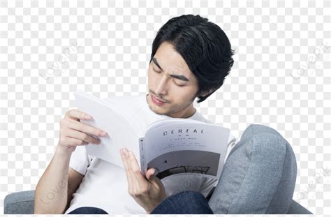 Gambar Pria Yang Duduk Di Sofa Membaca Buku Png Unduh Gratis Lovepik