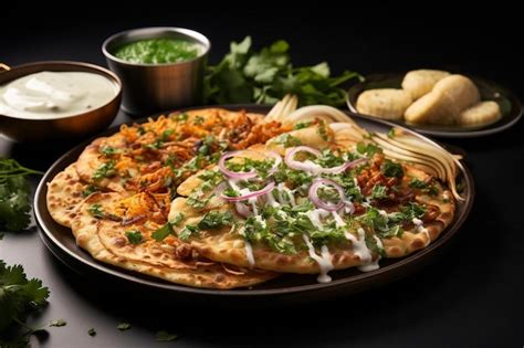 Crunchy Aloo Paratha Platter On White Background The Popular Street